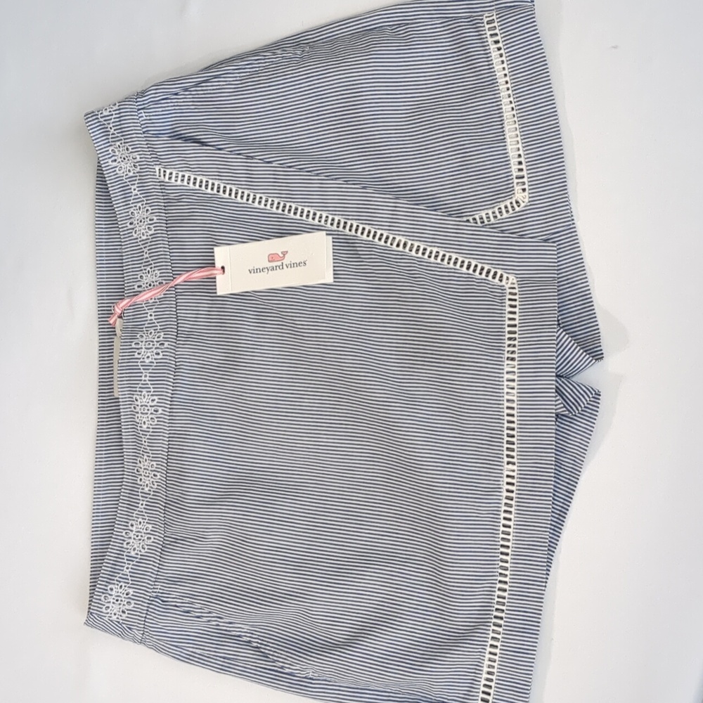 Vineyard Vines Sandbar Striped Embroidered Yarn Dyed Moonshine Skort Sz 10